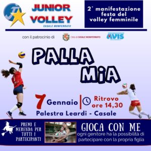 Seconda edizione di Palla mia  – 7 gennaio 2024 pomeriggio dedicato alla pallavolo